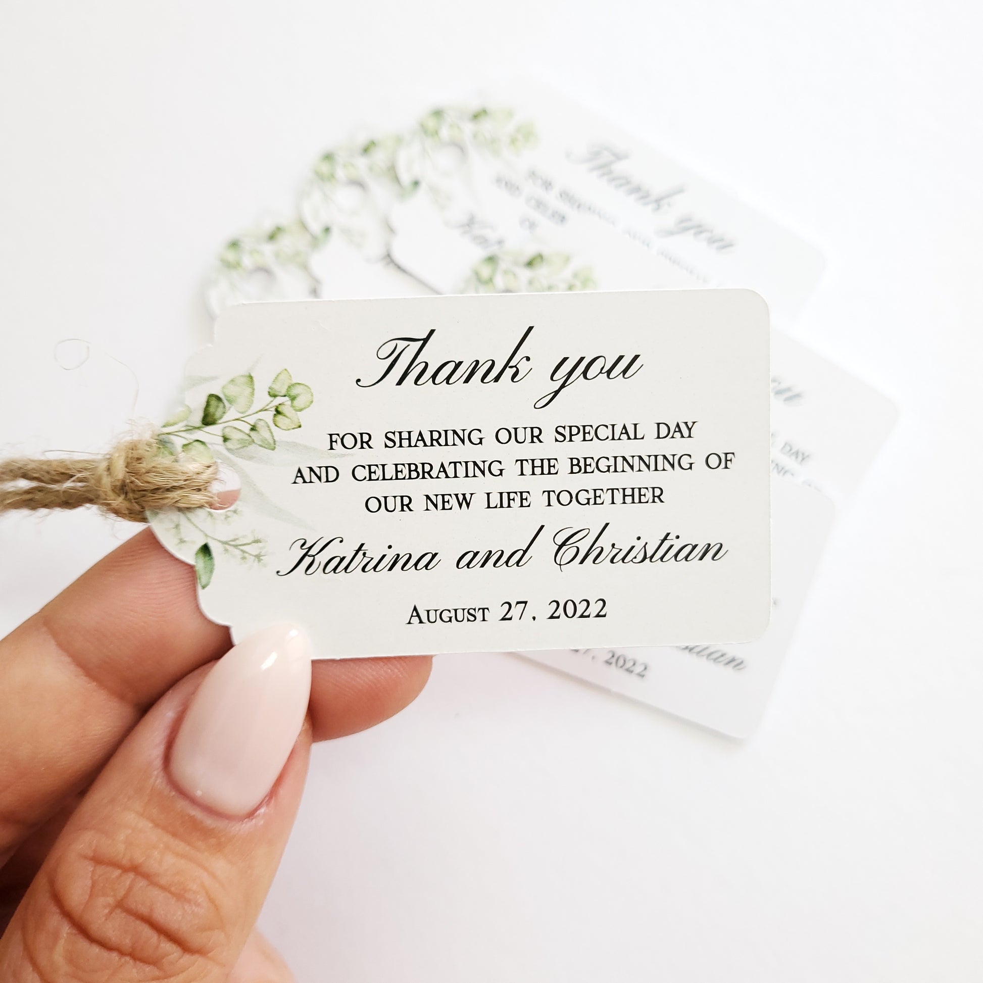wedding thank you favor tags with names and date -  XOXOKristen 