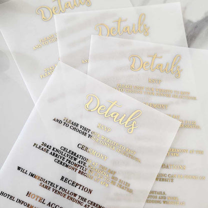 Gold foiled vellum wedding enclosure card - XOXOKristen