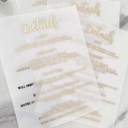 Gold foiled vellum wedding enclosure card - XOXOKristen