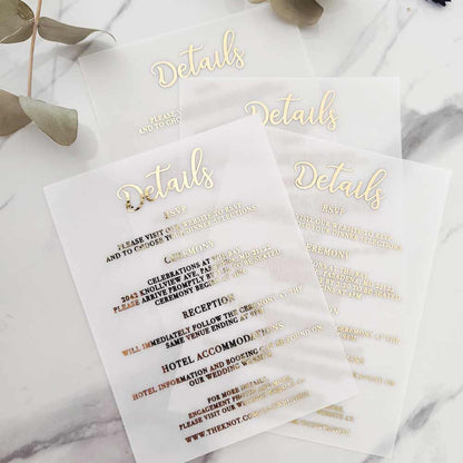 Gold foiled vellum wedding enclosure card - XOXOKristen