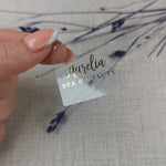 Personalized square clear label with custom text in gold foil printing - XOXOKristen