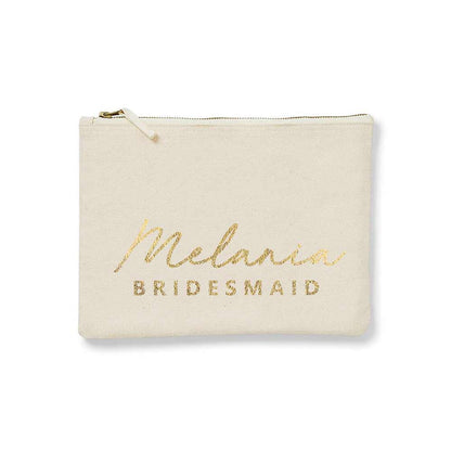 Personalized bridesmaid gift makeup bag. Customizable pouch for maid of honor, bridesmaid or other custom wedding roles. - XOXOKristen