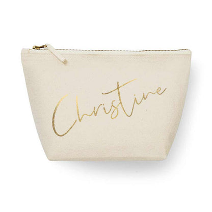 Bridesmaid gift cosmetic pouch. Personalized with real gold foiled handwritten name – XOXOKristen