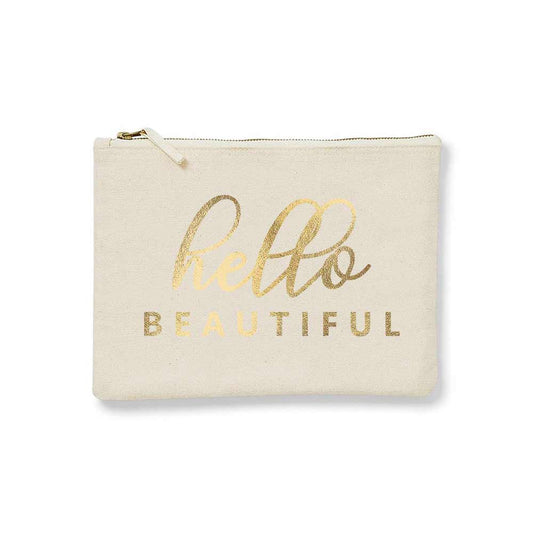 Bridesmaid gift cosmetic pouch. “Hello beautiful” makeup bag for your maid of honor or bridesmaid - XOXOKristen