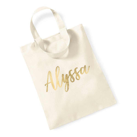 Personalized bridesmaid tote bag with gold foiled handwritten name. Perfect for your wedding party, bridal shower or bachelorette - XOXOKristen