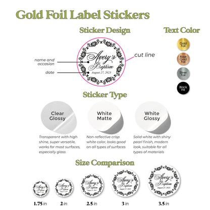 Custom Gold Foiled Baptism Stickers