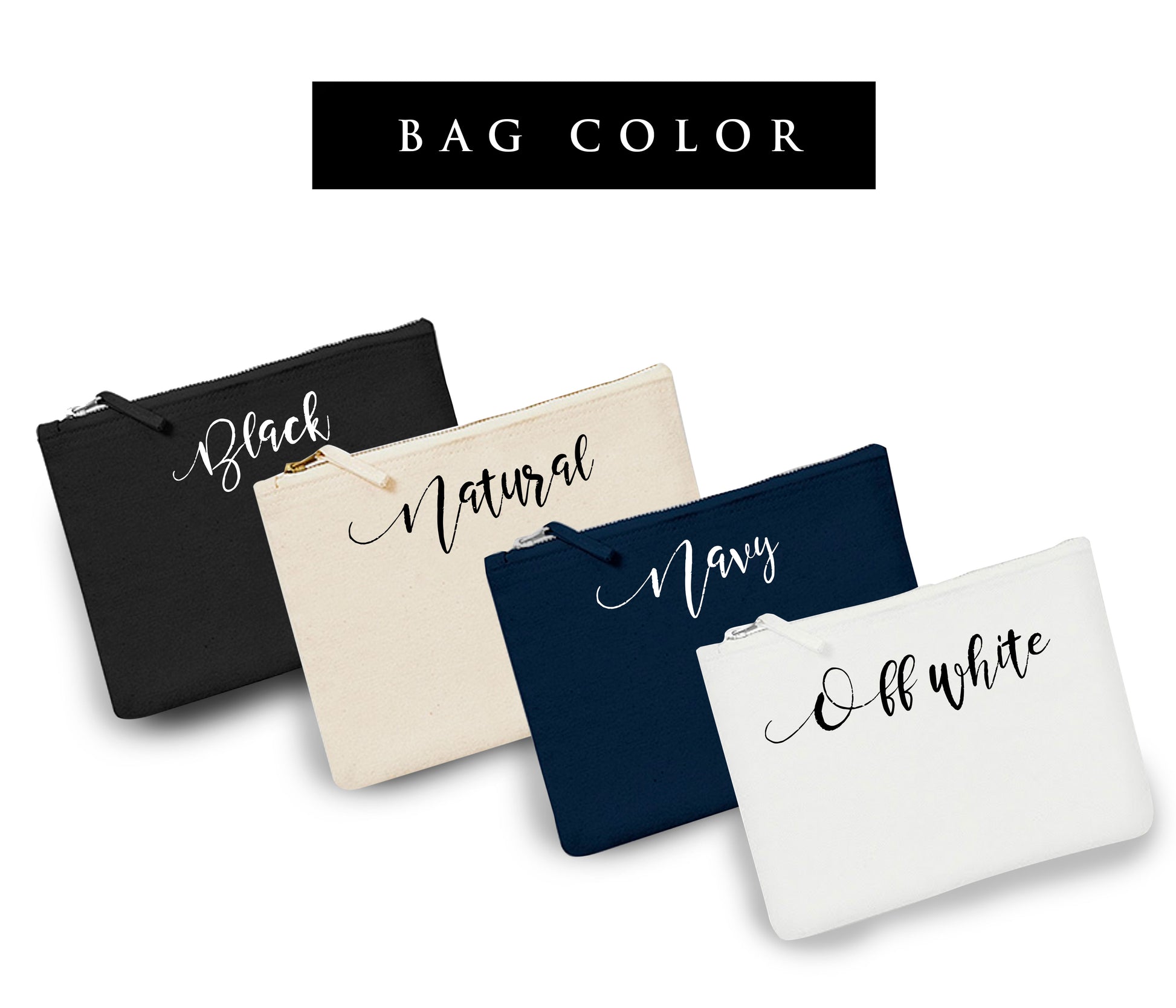 Bridesmaid gift cosmetic pouch. Personalized with gold foiled lettering - XOXOKristen