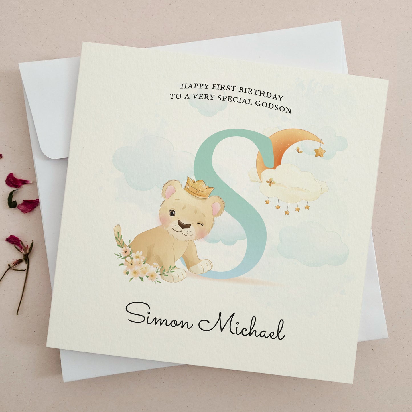 personalized happy first birthday to a very special godson card - XOXOKristen