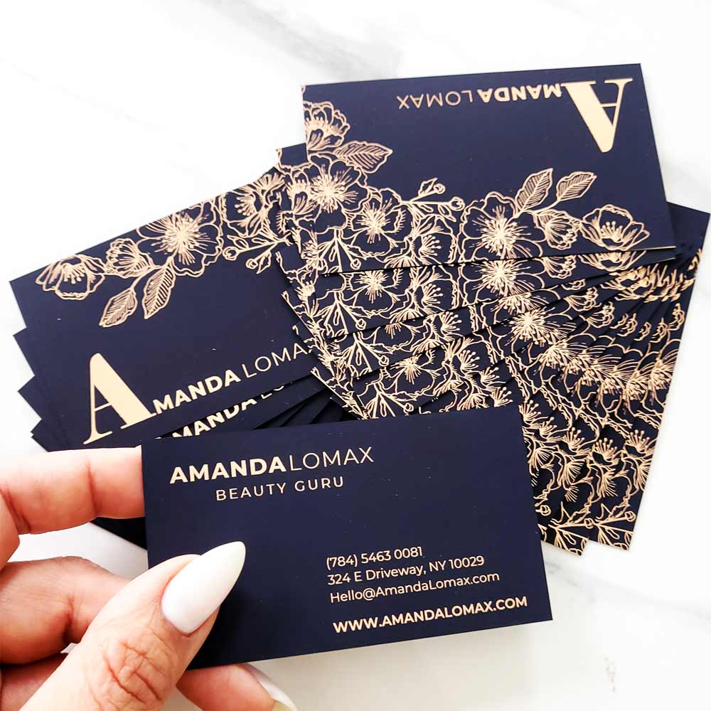 Luxurious floral business card with foiled printing -  XOXOKristen