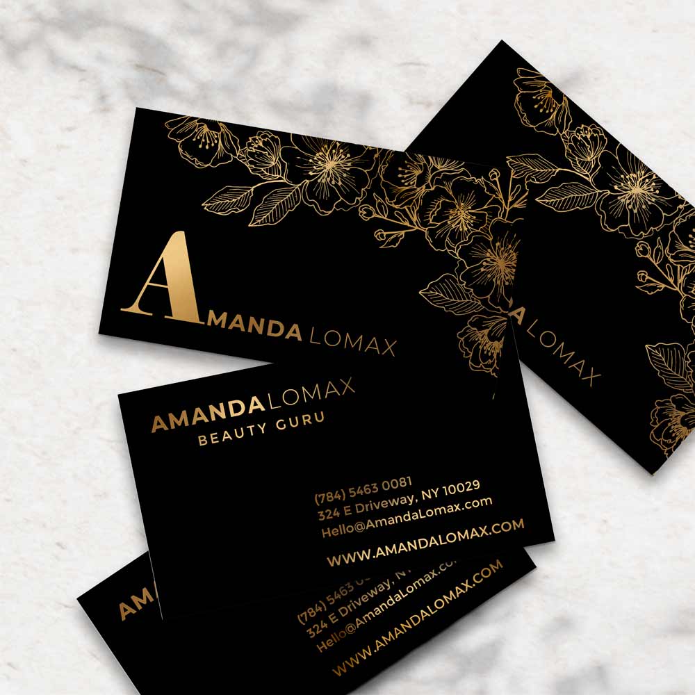 Luxurious floral business card with foiled printing -  XOXOKristen