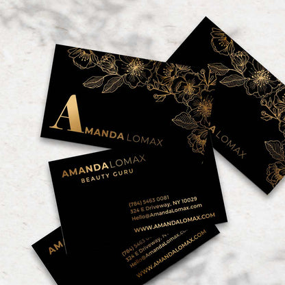 Luxurious floral business card with foiled printing -  XOXOKristen