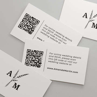delicate wedding website cards with qr code and floral branches - XOXOKristen