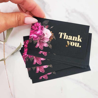 Floral thank you business card with ready-made template - XOXOKristen