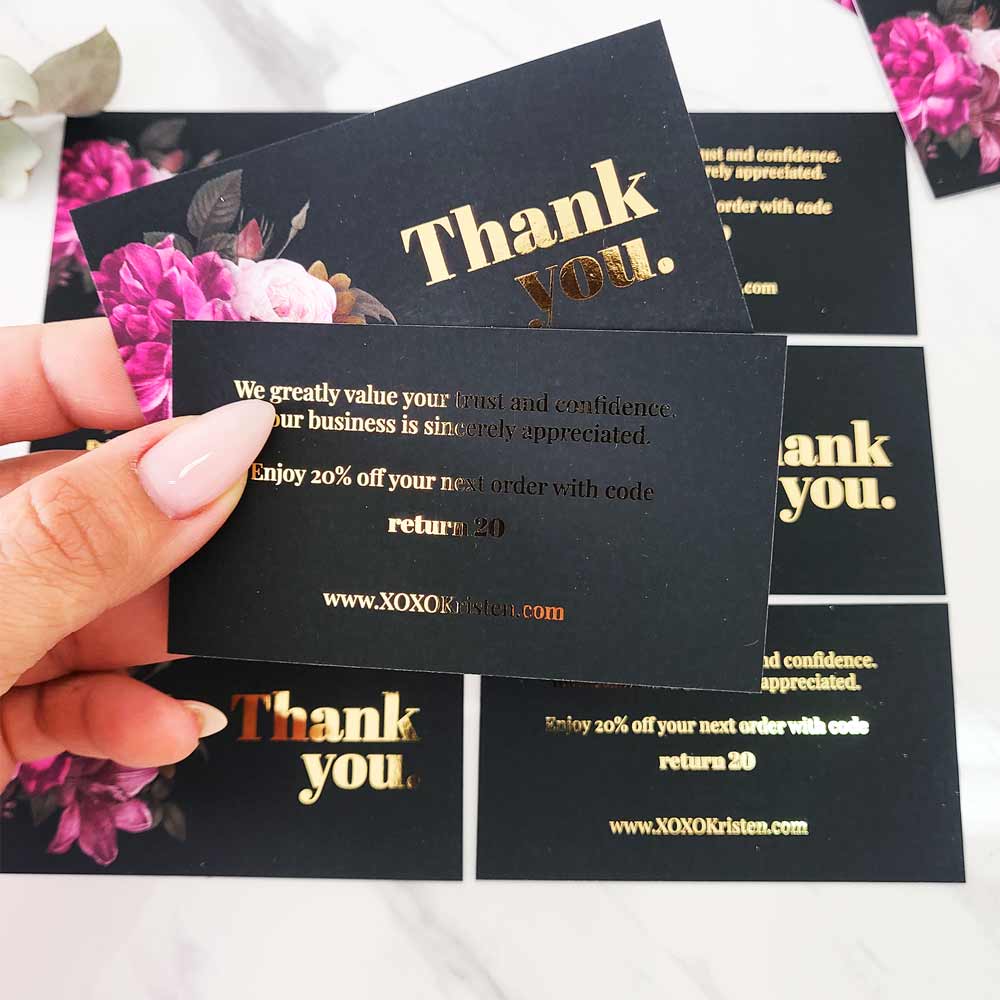Floral thank you business card with ready-made template - XOXOKristen