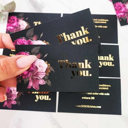 Floral thank you business card with ready-made template - XOXOKristen