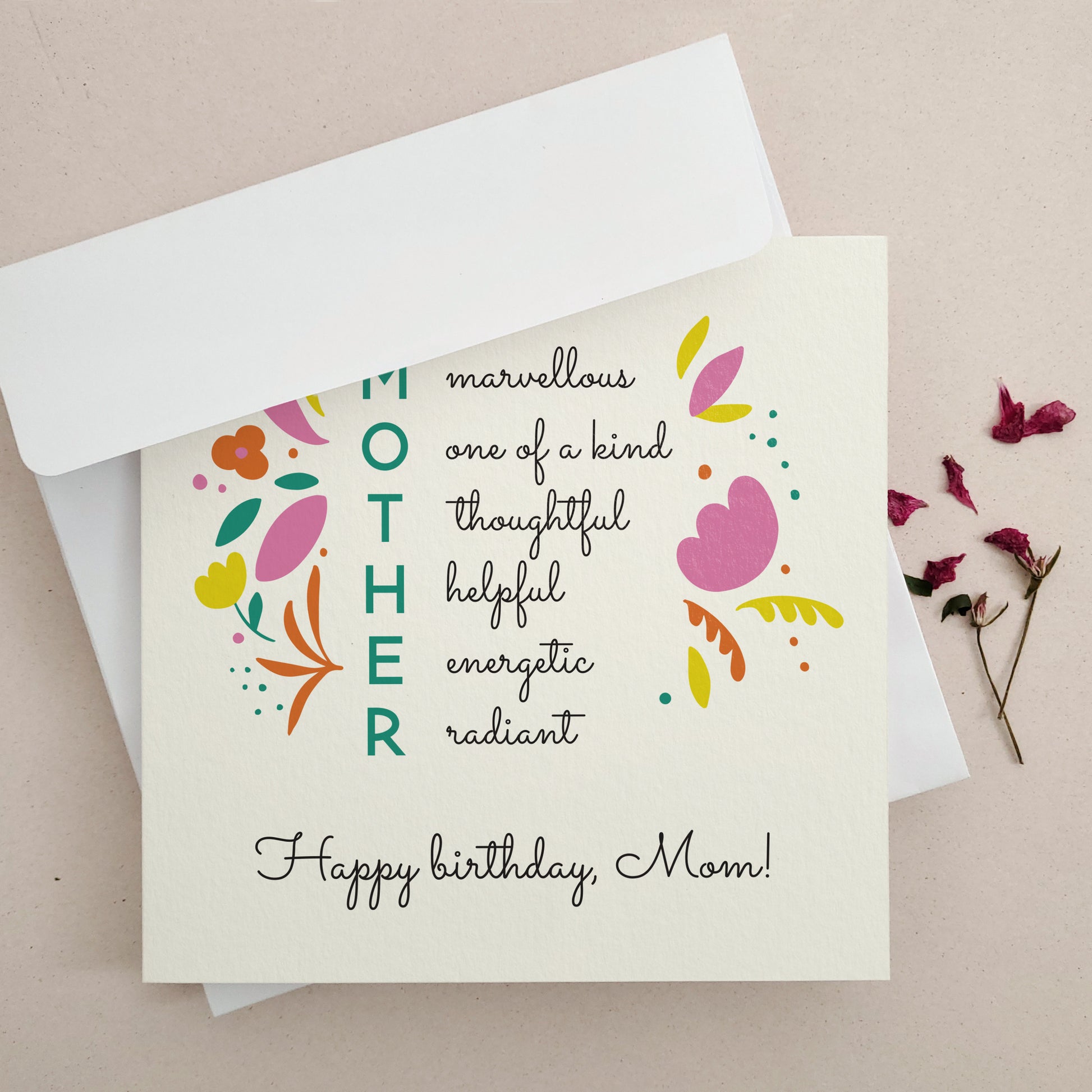 colorful happy birthday mom card - XOXOKristen