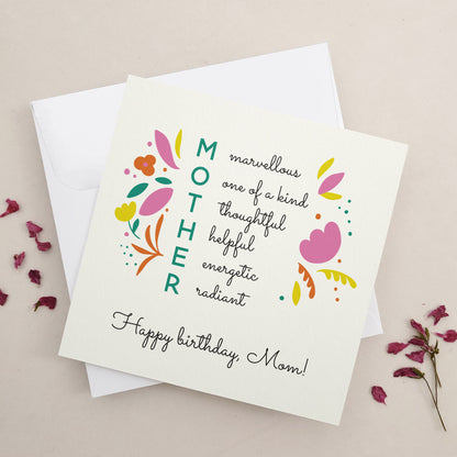 colorful happy birthday mom card - XOXOKristen