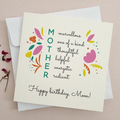 colorful happy birthday mom card - XOXOKristen