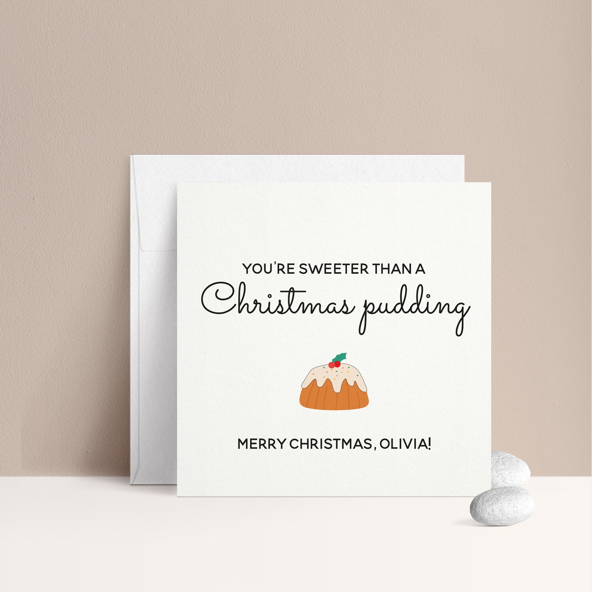 merry christmas card with you're sweeter than a christmas pudding design - XOXOKristen