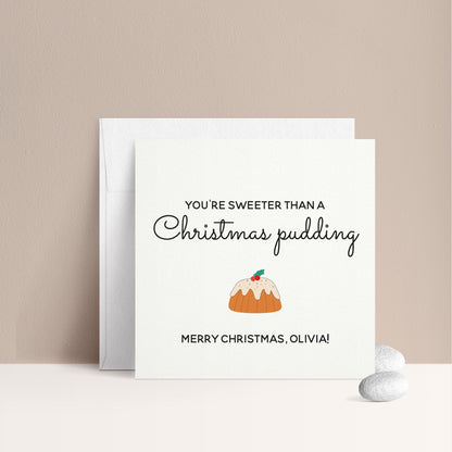 merry christmas card with you're sweeter than a christmas pudding design - XOXOKristen