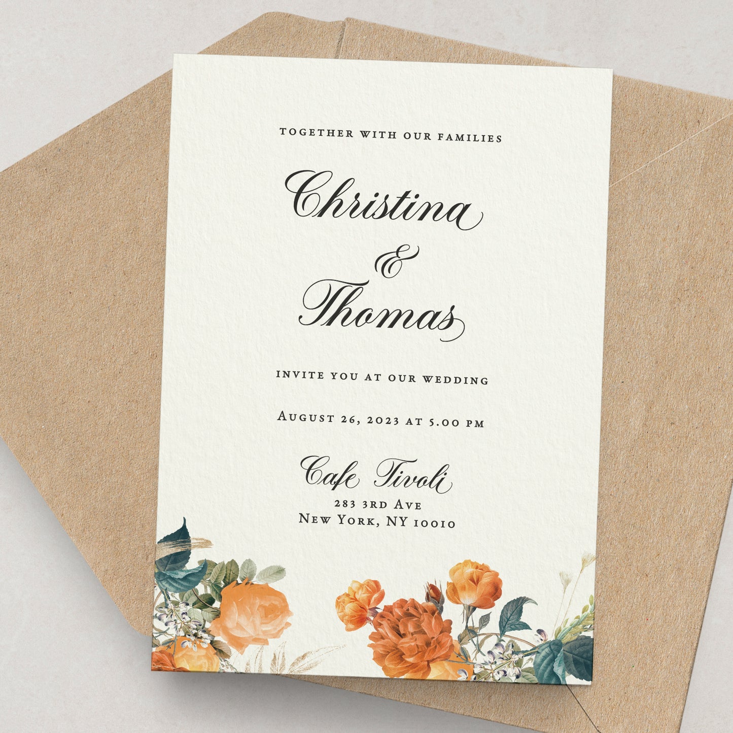 wedding invitation suite with vintage boho floral design - XOXOKristen