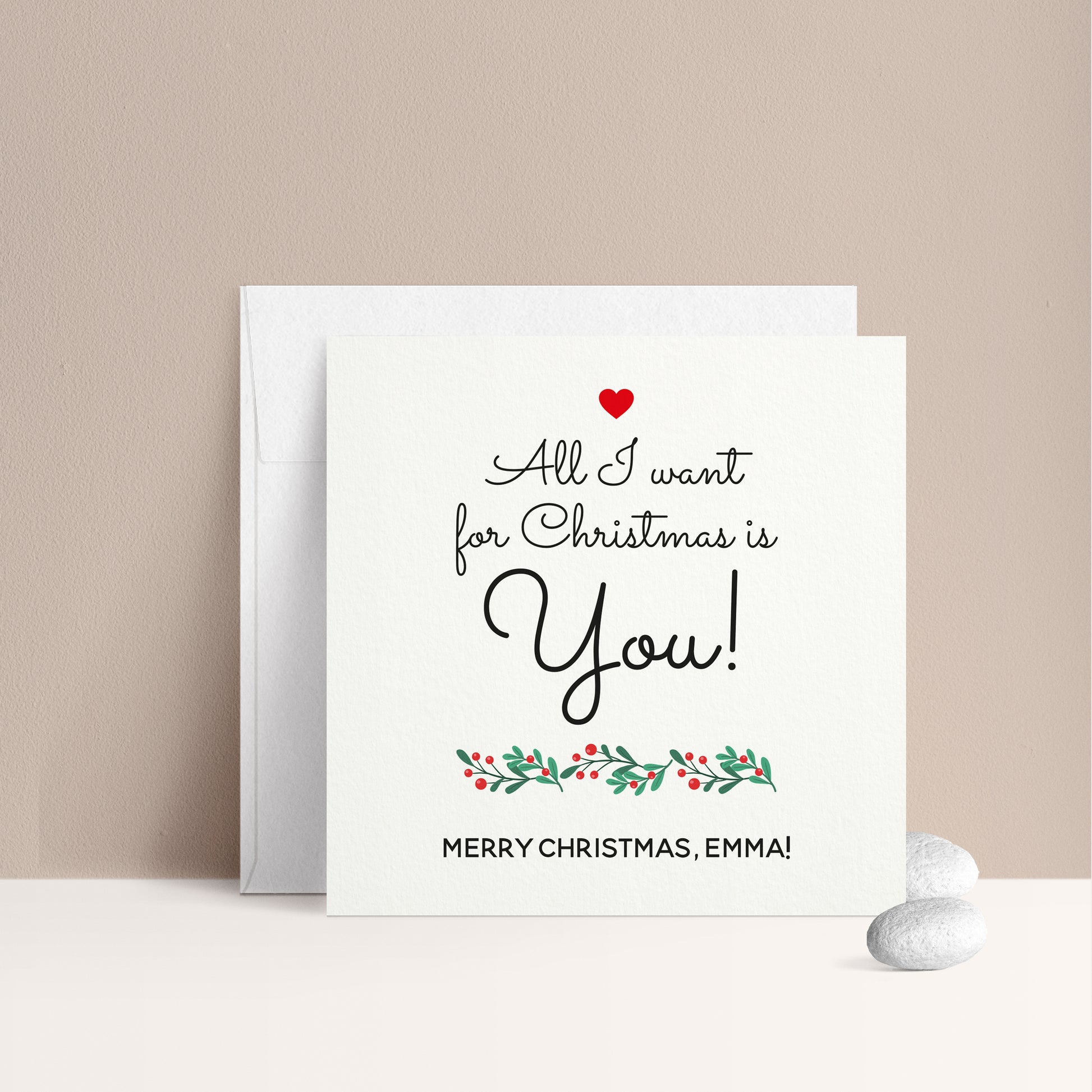 personalized all i want for christmas is you merry christmas card - XOXOKristen