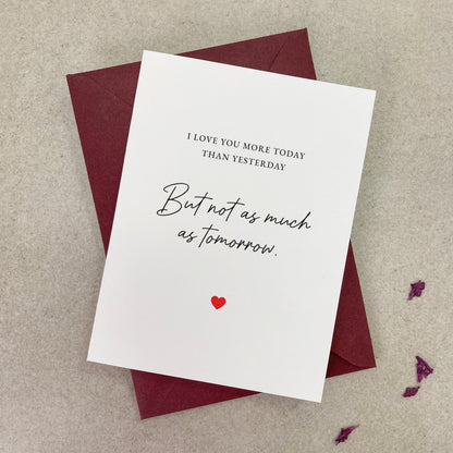 I Love you More Today Than Yesterday Anniversary Card - XOXOKristen