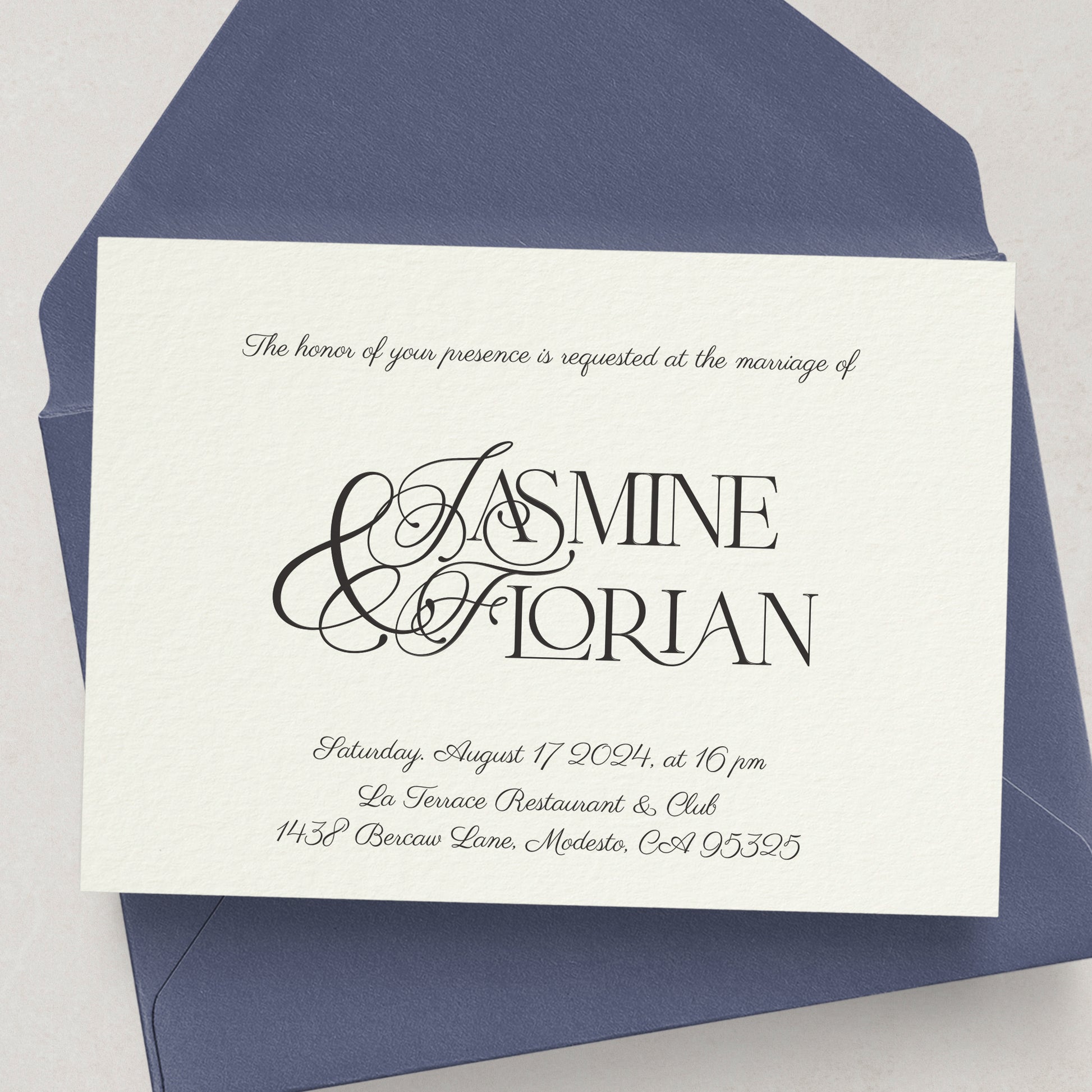 elegant wedding invitations with calligraphy font - XOXOKristen