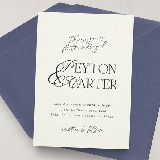 modern wedding invitations with calligraphy font - XOXOKristen