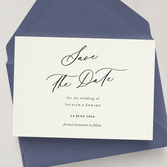 elegant wedding save the date cards with calligraphy font - XOXOKristen