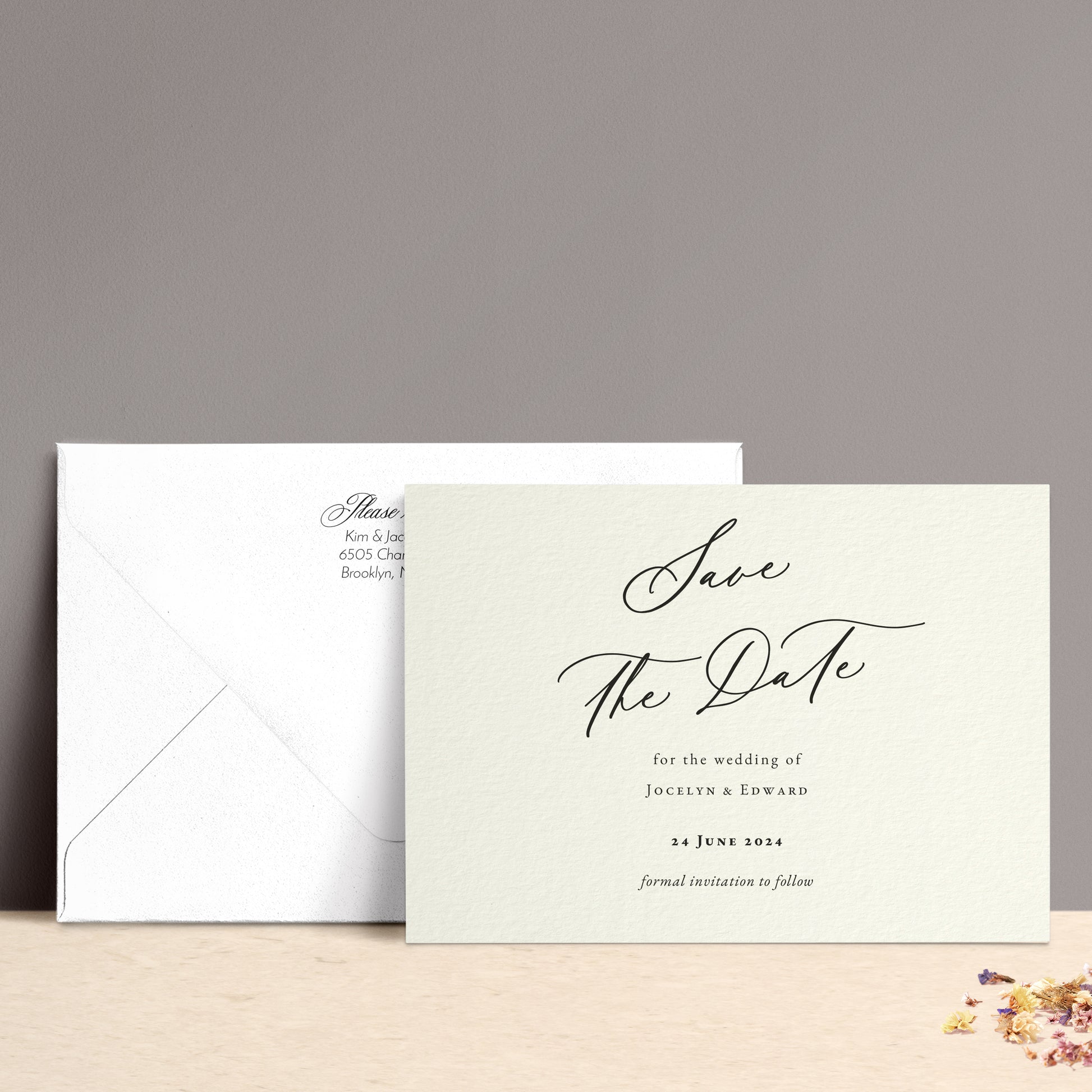 elegant wedding save the date cards with calligraphy font - XOXOKristen
