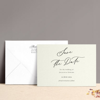 elegant wedding save the date cards with calligraphy font - XOXOKristen