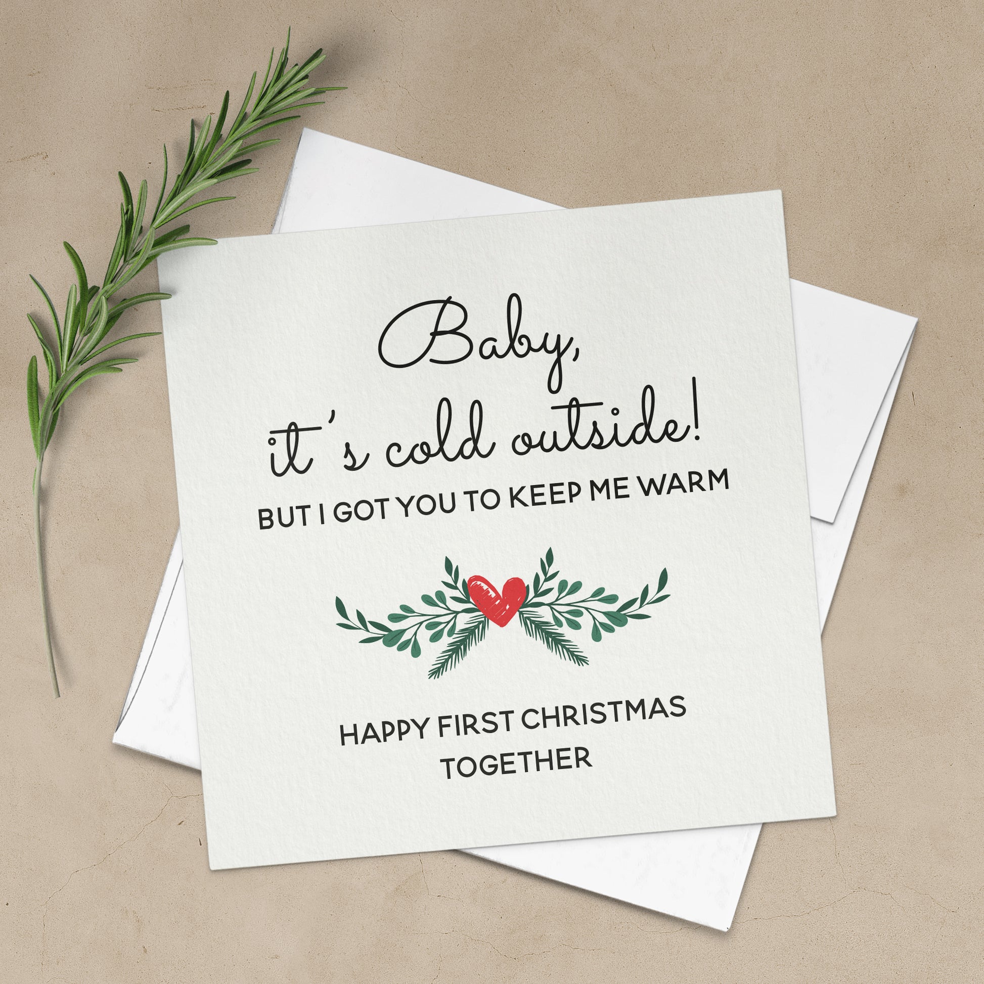 baby it's cold outside christmas card for firt anniversary with boyfriend, girlfriend, wife, husband, fiance - XOXOKristen