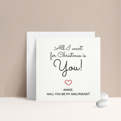 all I want for christmas is you girlfriend proposal card - XOXOKristen