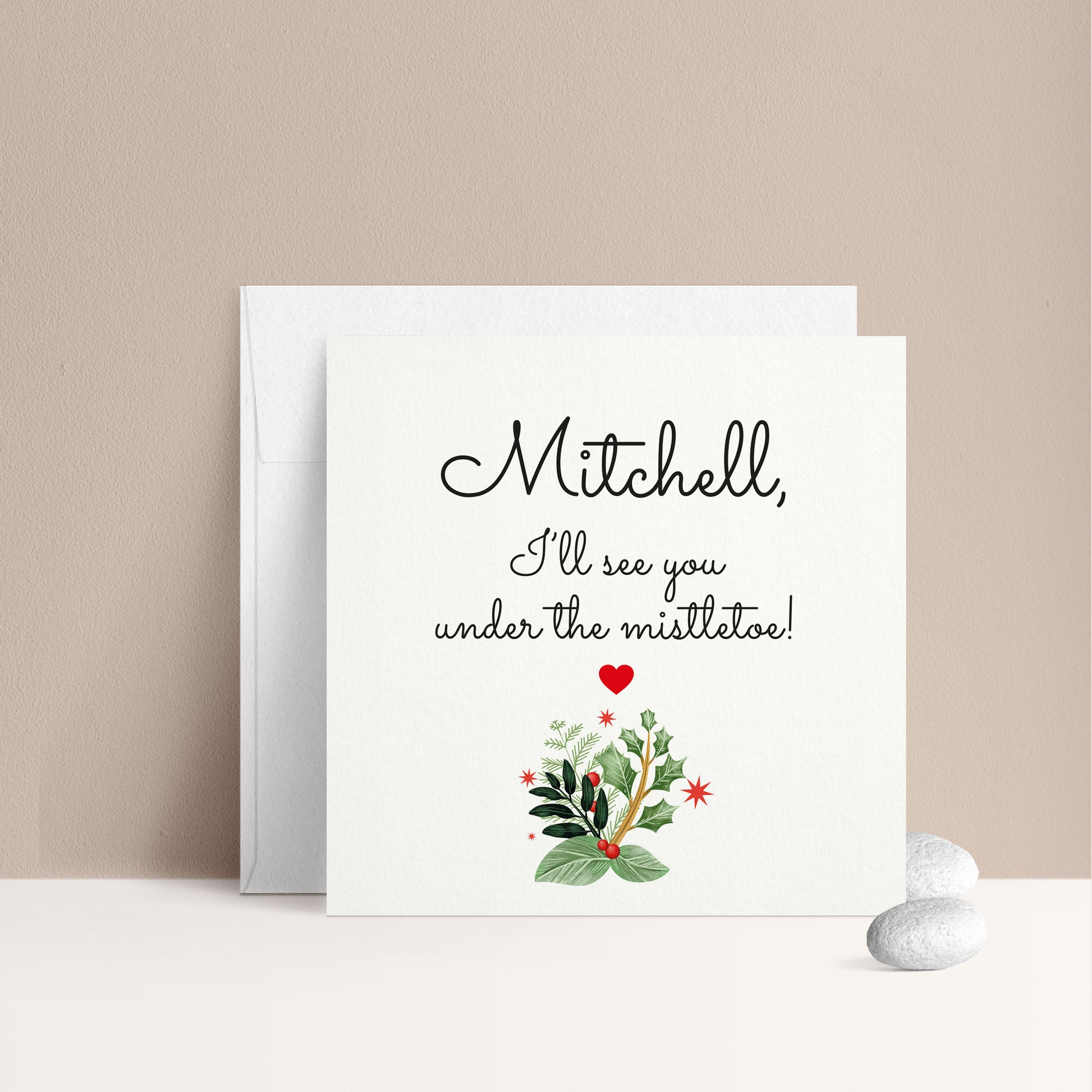 personalized I'll see you under the mistletoe christmas card - XOXOKristen
