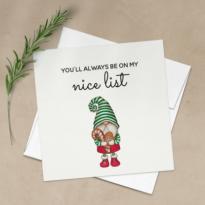 you'll always be on my nice list christmas greeting card - XOXOKristen