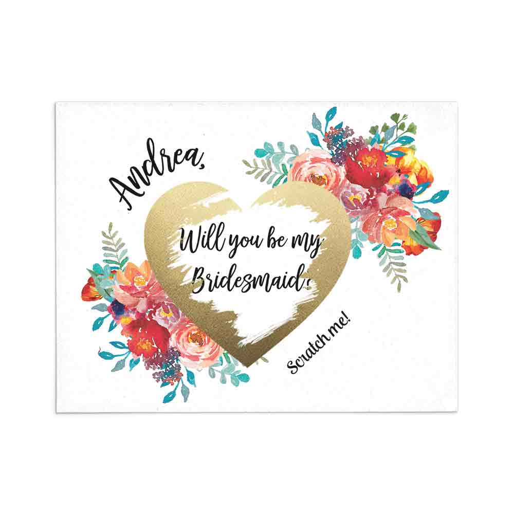  Personalized Boho Will you be my Bridesmaid Scratch off Card - XOXOKristen