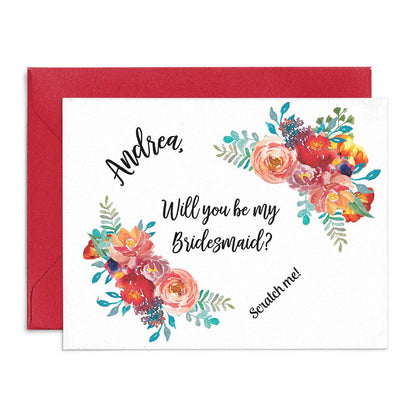  Personalized Boho Will you be my Bridesmaid Scratch off Card - XOXOKristen