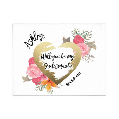 Pink Floral Will You Be My Bridesmaid Personalized Proposal Scratch Off Card - XOXOKristen