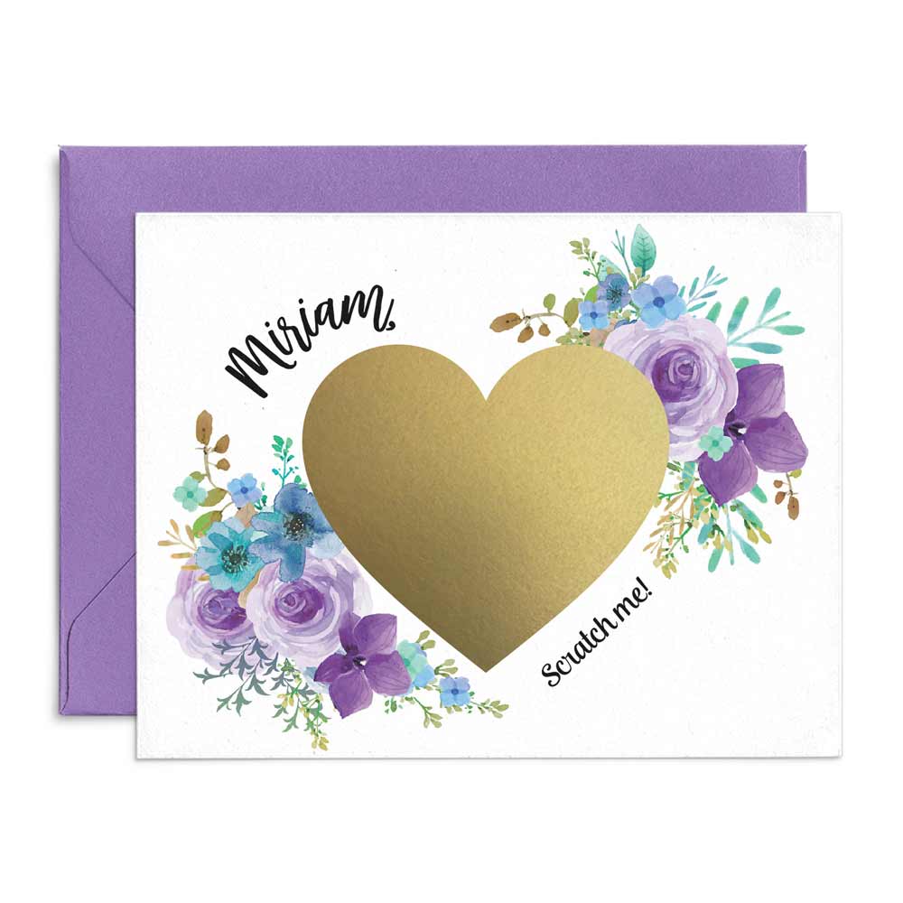 Purple Bouquet Scratch off Card Funny Bridesmaid Proposal - XOXOKristen