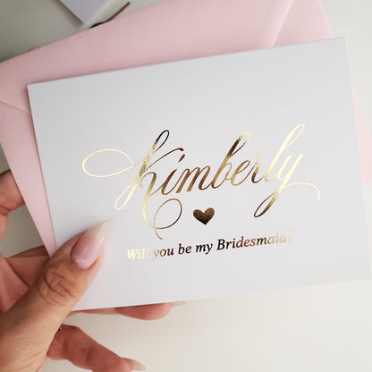 elegant gold foiled bridesmaid proposal card - XOXOKristen
