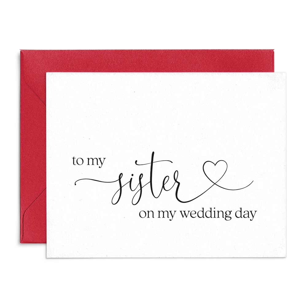 to my sister on my wedding day wedding note card - xoxokristen