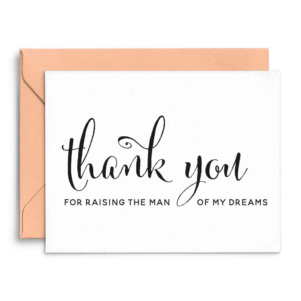 Elegant Thank you raising the man of my dreams wedding card  - XOXOKristen