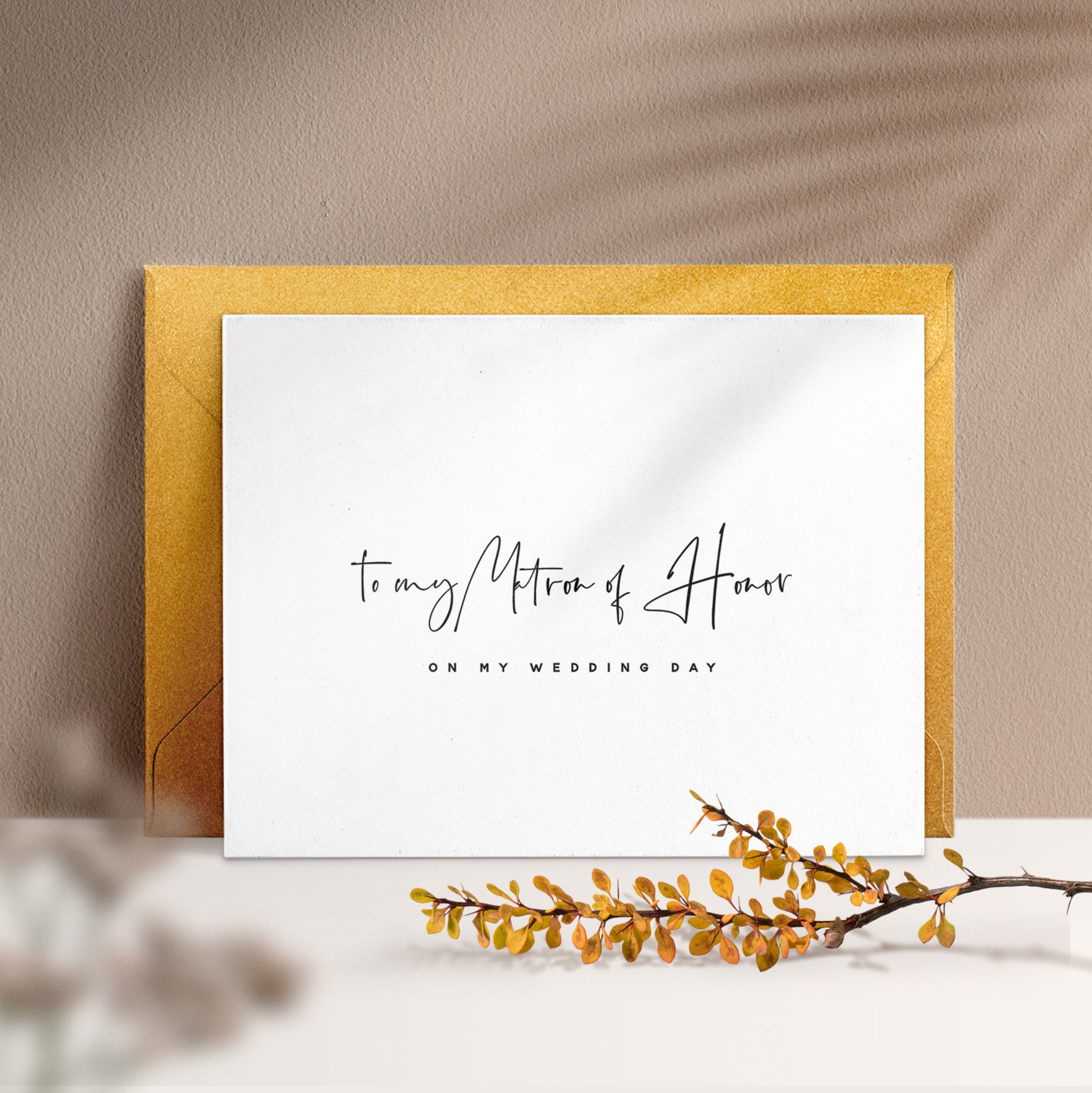 to my matron of honor on my wedding day card 
