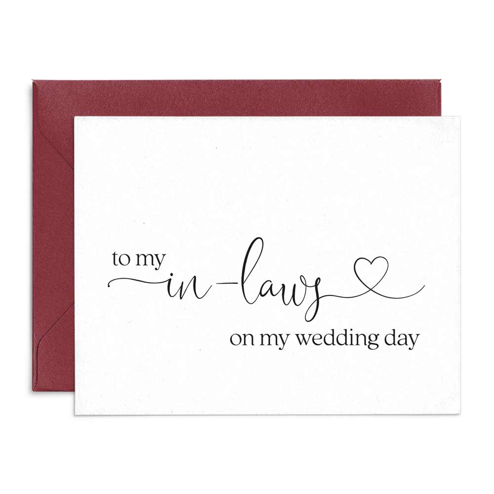 wedding note card to my in laws on my wedding day with love symbol - xoxokristen