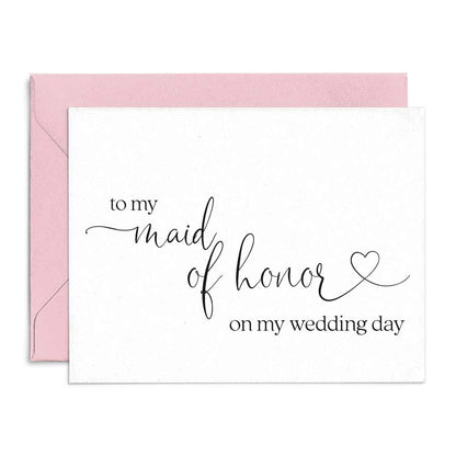 wedding note card to my maid of honor on my wedding day with love symbol - xoxokristen
