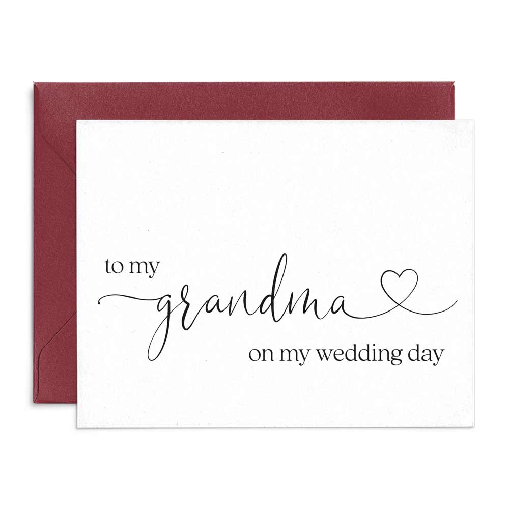 wedding note card to my grandma on my wedding day with love symbol - xoxokristen
