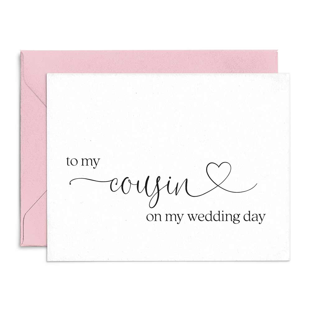 wedding note card to my cousin on my wedding day with love symbol - xoxokristen