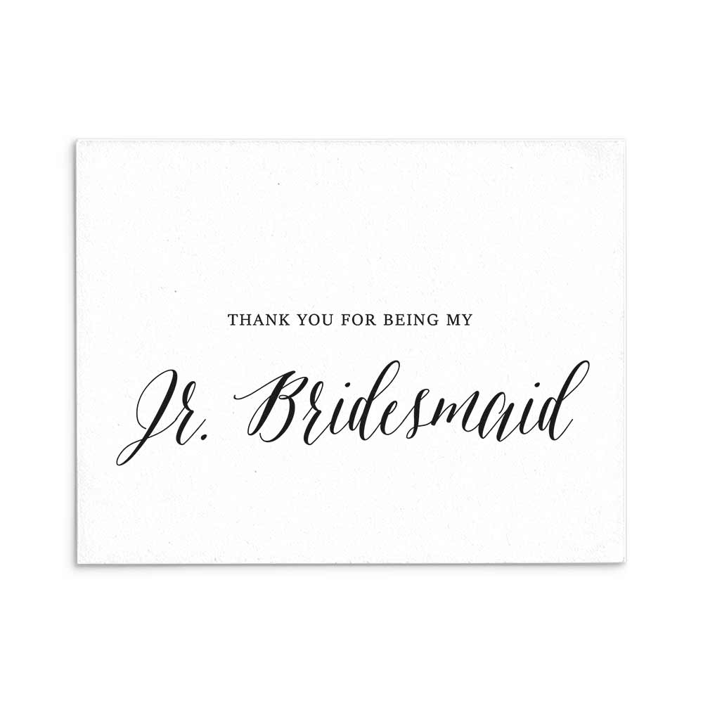 Thank you for being my junior bridesmaid wedding card for thank you gifts or wedding favors - XOXOKristen