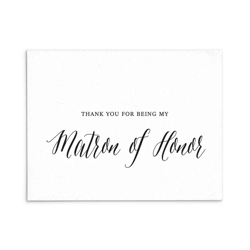 Thank you for being my matron of honor wedding card for thank you gifts or wedding favors 